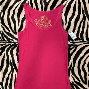 Kirra - Pac Sun - Pink Lace Tank Top with Emroidered Flower - XL (NWT)